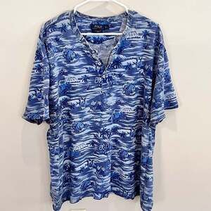Polo Ralph Lauren Blue Hawaiian Featherweight Mesh Henley Shirt